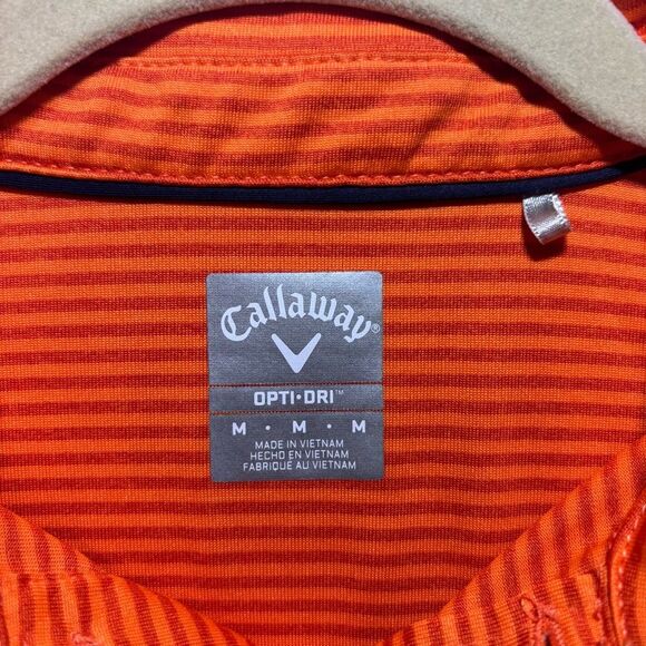 Callaway Men’s Orange Striped Opti-Dry Polo Golf Short Sleeve Shirt, Sz Medium - Picture 5 of 8